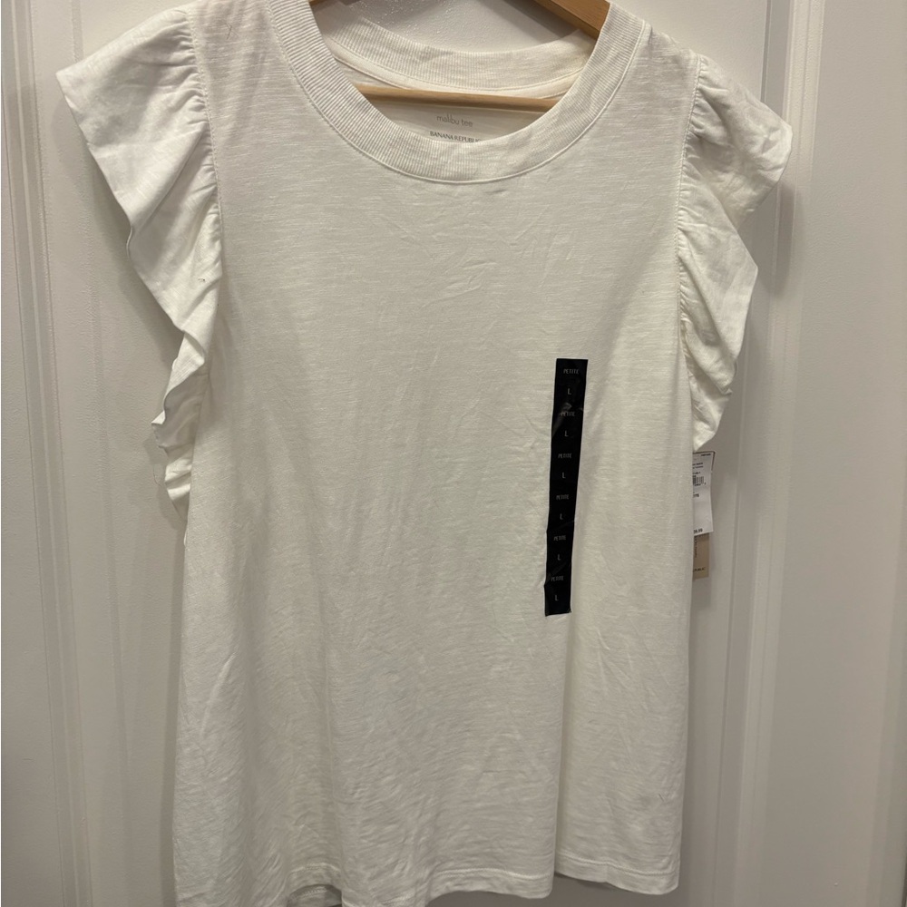 White Ruffle Sleeve Top
